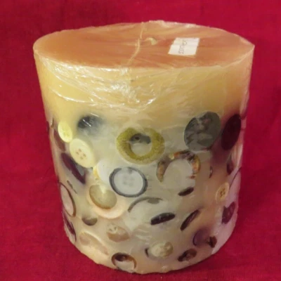 Vela botón beige redondo grande vintage años 80 aroma galleta azúcar Foto 1 de 3