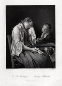 Traurige Nachricht. Originaler Stahlstich; von Payne um 1850 - Bild 1 von 1