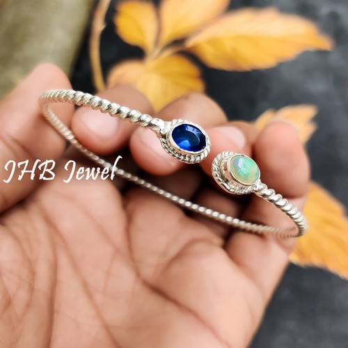 VALENTINO Bracciale bracciale argento sterling 925 opale di fuoco e pietra tanzanite regalo per partner