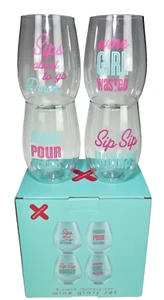 Set 4 bicchieri da vino in plastica infrangibili senza stelo 14 oz Wanderlust festa ragazza - Foto 1 di 6
