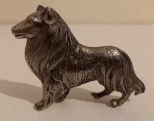 Collie/Sheltie Dog - Silver Metal Ornament,Figurine - Vintage - Picture 1 of 3