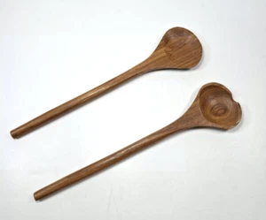 Wooden Salad Servers Vintage MCM Scandi Style Dining BBQ Servers Dining Table - Picture 1 of 15
