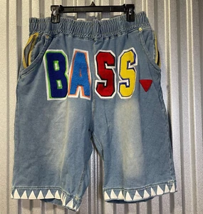 Bass by Ron Bass 90s-Style Draw String Denim Cotton Mens Shorts Size 4XL - Picture 1 of 9