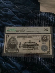 $5 1902 Gettysburg National bank Note PMG 25 very fine - Picture 1 of 1