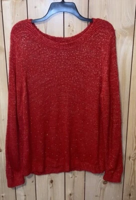 Suéter Top Cathy Daniels Para Mujer Grande Rojo Brillante Manga Larga Pull Over Foto 1 de 4