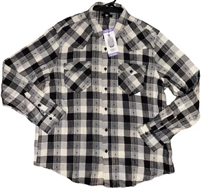Frye Herren Jacquard Flanell Hemd Meliert Grau XXL Neu mit Etikett Langarm Button Down - Bild 1 von 3
