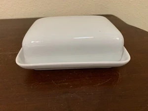 French White Porcelain Covered Butter Cheese Dish 2 Piece Set Tradition France - Picture 1 of 11