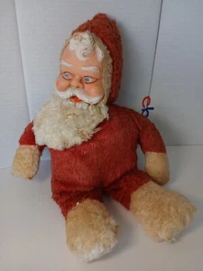 Vtg BIJOU Santa Claus Rubber Face Plush Pellet Stuffed Christmas Collectible 14" - Picture 1 of 21