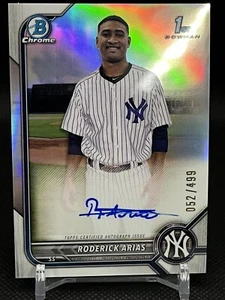 2022 Bowman Chrome Roderick Arias #CPA-RA /499 Auto Refractor New York Yankees - Picture 1 of 10