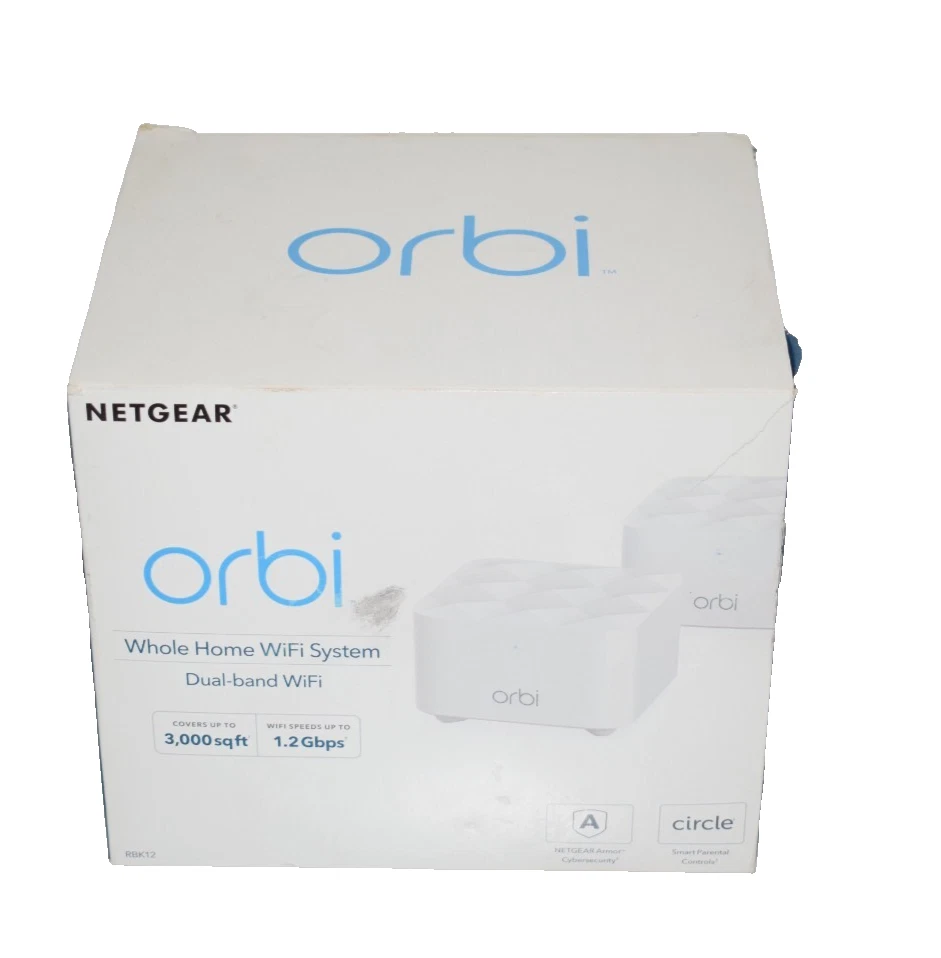 Netgear Orbi Mesh Wi-Fi Router System 2-Pack 3000 SF 1.2Gbps RBK12-100NAS NEW - Image 1 of 4