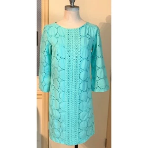 Maggy L Dress Size 2 Light Blue Lace Sleeveless Sheath Dress - Picture 1 of 7