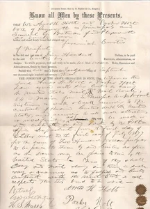 1873 UNITED STATES POSTAL ROUTE #54 SIGNIERTER US-POSTLIEFERVERTRAG - 200 $ pro Jahr - Bild 1 von 2