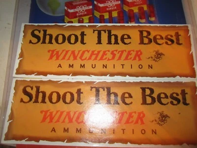 LOT OF 2WINCHESTER AMMUNITION Shoot The Best 3.5x10.5” STICKER RED ORANGE BLACK - Image 1 of 2
