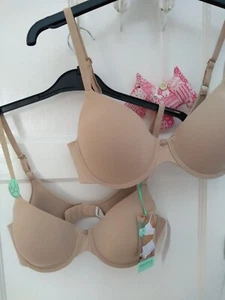 GISELA 🧡 2 x Skin tone/Nude Lightly Padded T Shirt Bra s ** Sz 34B NEW & used - Picture 1 of 9
