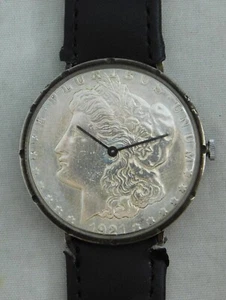 Reloj de monedas dólar de plata Morgan 1921 suizo 17 joyas movimiento manual de viento... 38 mm - Imagen 1 de 17