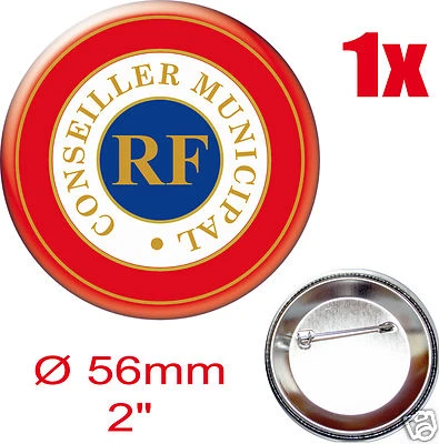 BADGE ROND [56mm]1x CONSEILLER-MUNICIPAL--