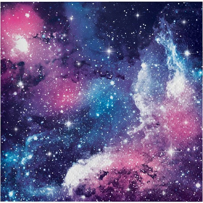 Galaxy Space Party Supplies Beverage Napkins 8 Pack Paper 2Ply Blue Purple Stars - Image 1 of 1