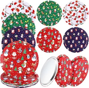 16 Pieces Christmas Cookie Plates 12.6 Inches Christmas Tin Serving Trays round - Picture 1 of 7