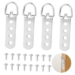 4 Pcs D Ring Picture Hangers Heavy Heavy Mirror Mounting Hardware with 16pcs - Picture 1 of 7