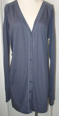 Cárdigan para mujer túnica top chaqueta para amor y libertad azul ahumado botón delantero  Foto 1 de 4