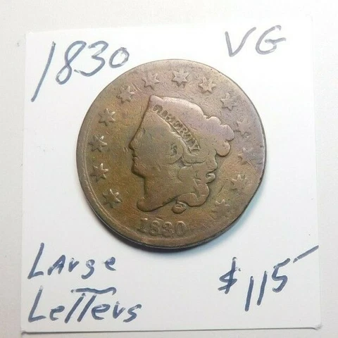 1830 CHOCOLATE BROWN PRE CIVIL WAR LARGE CENT RARE VARIETY!!!!!!!! LARGE LETTERS Cover