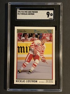 1991-92 O-Pee-Chee Premier Red Wings HOF Nicklas Lidstrom RC #117 OPC SGC 9 MINT