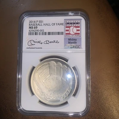2014 P SILVER $1 BASEBALL HALL OF FAME NGC PF69 ULTRA CAMEO —Free Shipping - Image 1 of 2