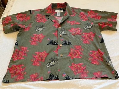 Kamp Shirt Hawaiian Floral Shirt with Marines , Size XL, excellent condition. - Image 1 of 4