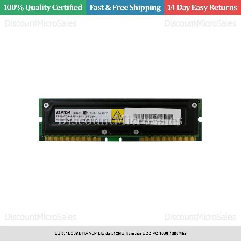 EBR51EC8ABFD-AEP Elpida 512MB Rambus ECC PC 1066 1066Mhz - Image 1 of 1