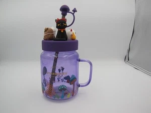 Starbucks Halloween Noche Elfo Púrpura Gato Negro Vidrio Masón Champiñón Vaso Taza - Imagen 1 de 10