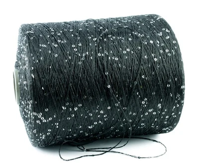70€/kg 100g Funkelndes Garn Mini-Pailletten PAILLETTES 6.900 schwarz Cofil Kone - Bild 1 von 2