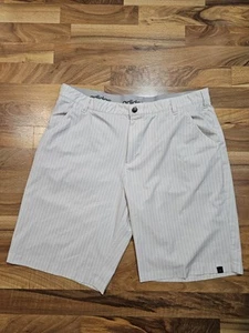 Adidas Golf Shorts Men's 38 White Gray Striped Stretch Performance Lightweight - Picture 1 of 8