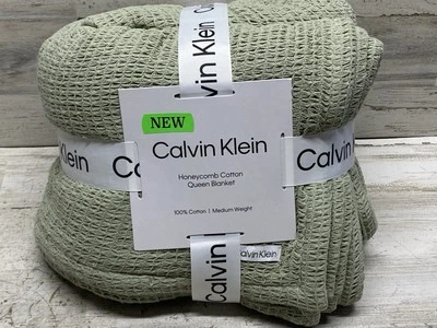"Nuevo Calvin Klein Nido de Abeja Algodón Blanco Reina Salvia Verde 90x90""" Foto 1 de 4