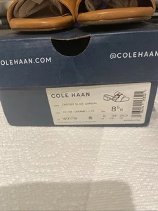 Cole Haan Women's Crosby Slide Sandal, Dark Caramel Leather, 8.5 B NEW - Picture 1 of 16
