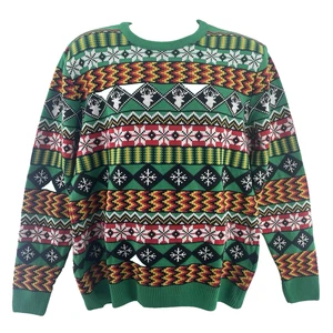 British Christmas Jumpers Maglione Uomo Fair Isle Nordic Eco, Verde, Taglia XL - Foto 1 di 15