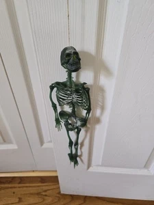 Vintage 1970s Halloween Jiggler 14" Skeleton Hong Kong !! Rare Green - Picture 1 of 7