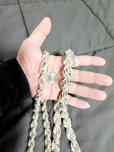 14 mm Solid Rope Chain In Sterling Silver - Picture 1 of 11