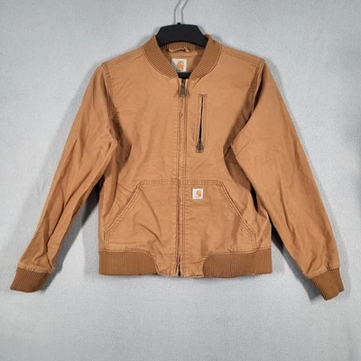 Carhartt Jacket Boys M (8-10) Brown Cotton Canvas Bomber Workwear - Image 1 of 4