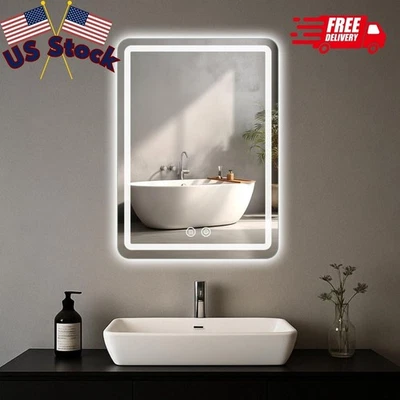 Espejo de baño LED, espejo de pared antiniebla de 16 x 24 pulgadas con luces... Foto 1 de 4