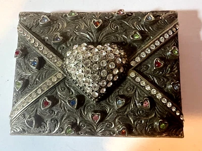 GORGEOUS EDGAR BEREBI JEWELED SILVER ENVELOPE CASE FROM ME TO YOU PS I LOVE YOU - Image 1 of 4