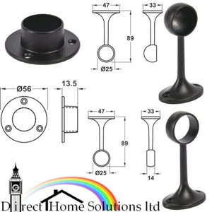 Accesorios para Hafele Riel Colgante Redondo Acero Negro 25mm Riel de Armario Riel Colgante - Imagen 1 de 17