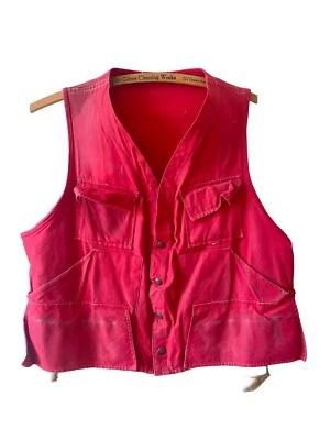 Vtg 60s Hunting Forestry vest M/L canvas Outdoors  - Image 1 of 4