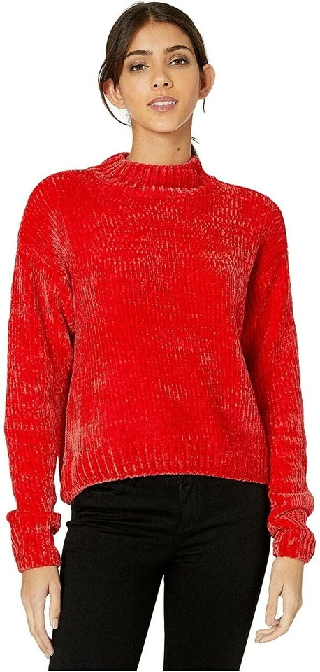 Sanctuary Womens Red Long Sleeve Mandarin Collar Sweater Juniors Size L