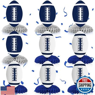 8 piezas Centros de mesa de fútbol azul decoraciones de fiesta de vaqueros vaca Foto 1 de 4