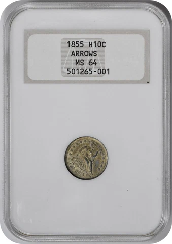 1855 Liberty Seated Silver Half Dime MS64 NGC Cover