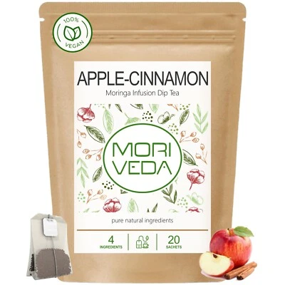 Moringa Dip Tee - Apfel/Zimt I 100% natürlich, vegan I 20 Beutel - Bild 1 von 4