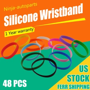 48 Pieces Sports Silicone Rubber Bracelet Adult Blank Wristbands Brand 4 Dozen - Picture 1 of 11