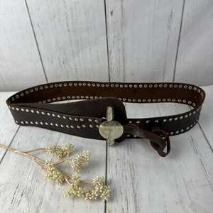 Vintage Handmade Brown Tooled Women’s Leather Belt - Picture 1 of 9