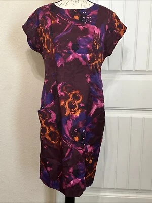 Dana Buchman Womens Dress Sz 10 Short Sleeve Abstract  Print Dress Pockets - Image 1 of 4