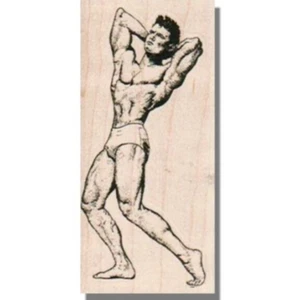 Mounted Rubber Stamp, Man Posing, Exercise, Gym, People, Handsome, Charles Atlas - Picture 1 of 3